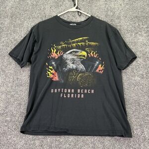 Vintage Sherry Shirt Mens Large Black Daytona Bike Week Eagle Biker USA 2001